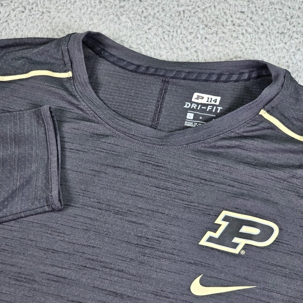 Purdue Boilermakers Shirt Mens Large Black NCAA Nike Dri Fit Pullover Team Issue